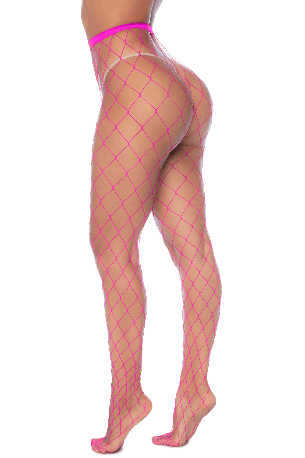 Collant large maille rose