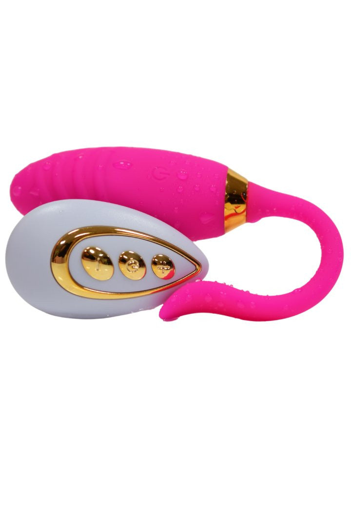 PLEASURE, Un Œuf vibrant USB avec télécommande, dans un silicone médical doux et rainuré