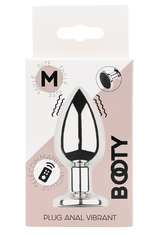 Plug vibrant acier inoxydable anal taille M avec télécommande, USB BOOTY