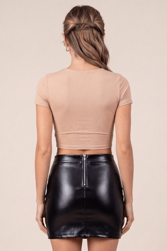 Jupe sexy courte noire wetlook Alessia