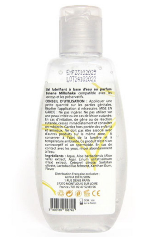 Lubrifiant à base d'eau 100% naturel Banane Milkshake 90 ml