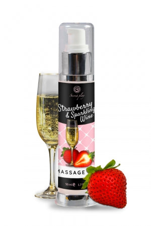 Huile de massage fraise et vin pétillant
