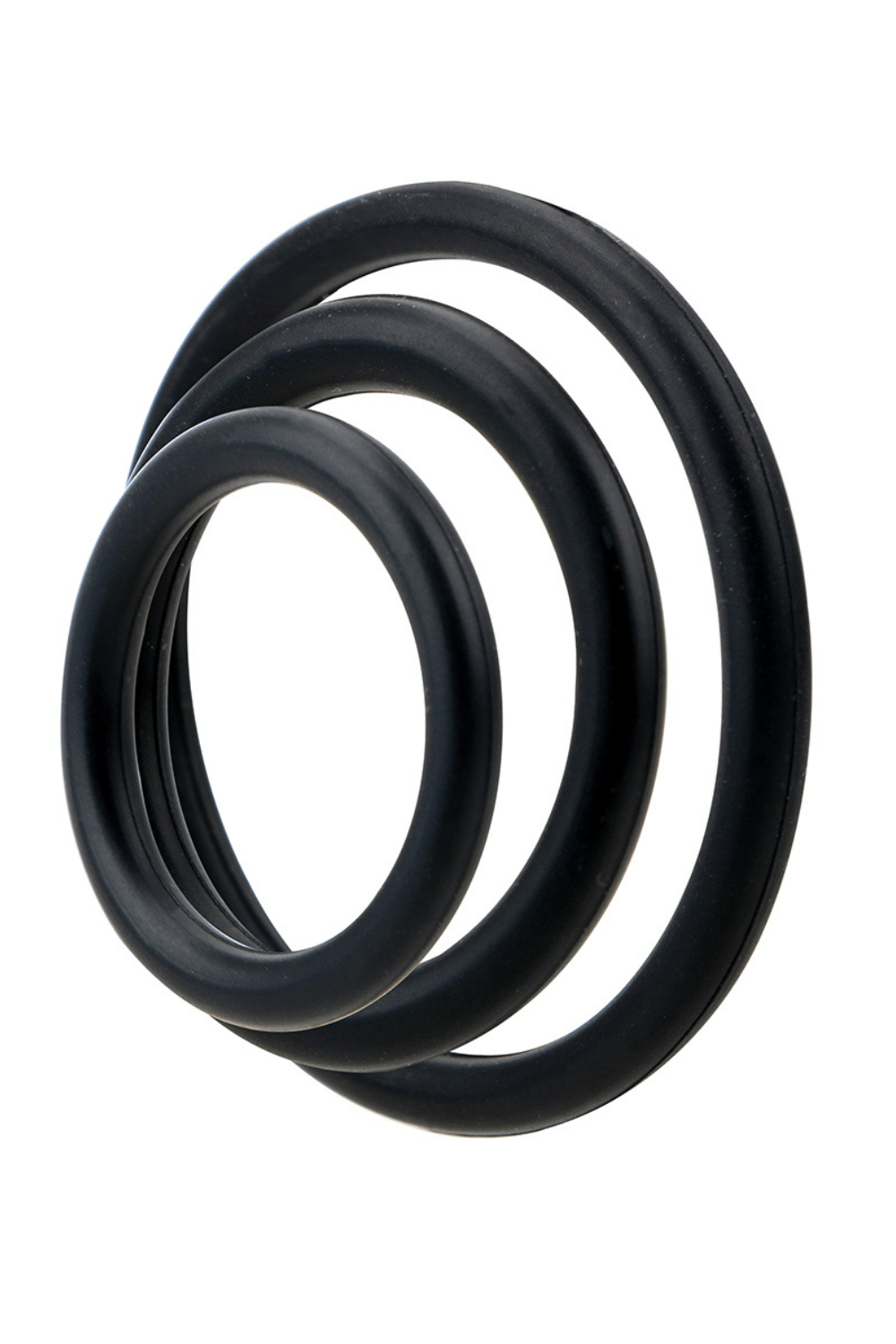 Trio d'Anneaux Péniens Silicone Noir dosette de lubrifiant