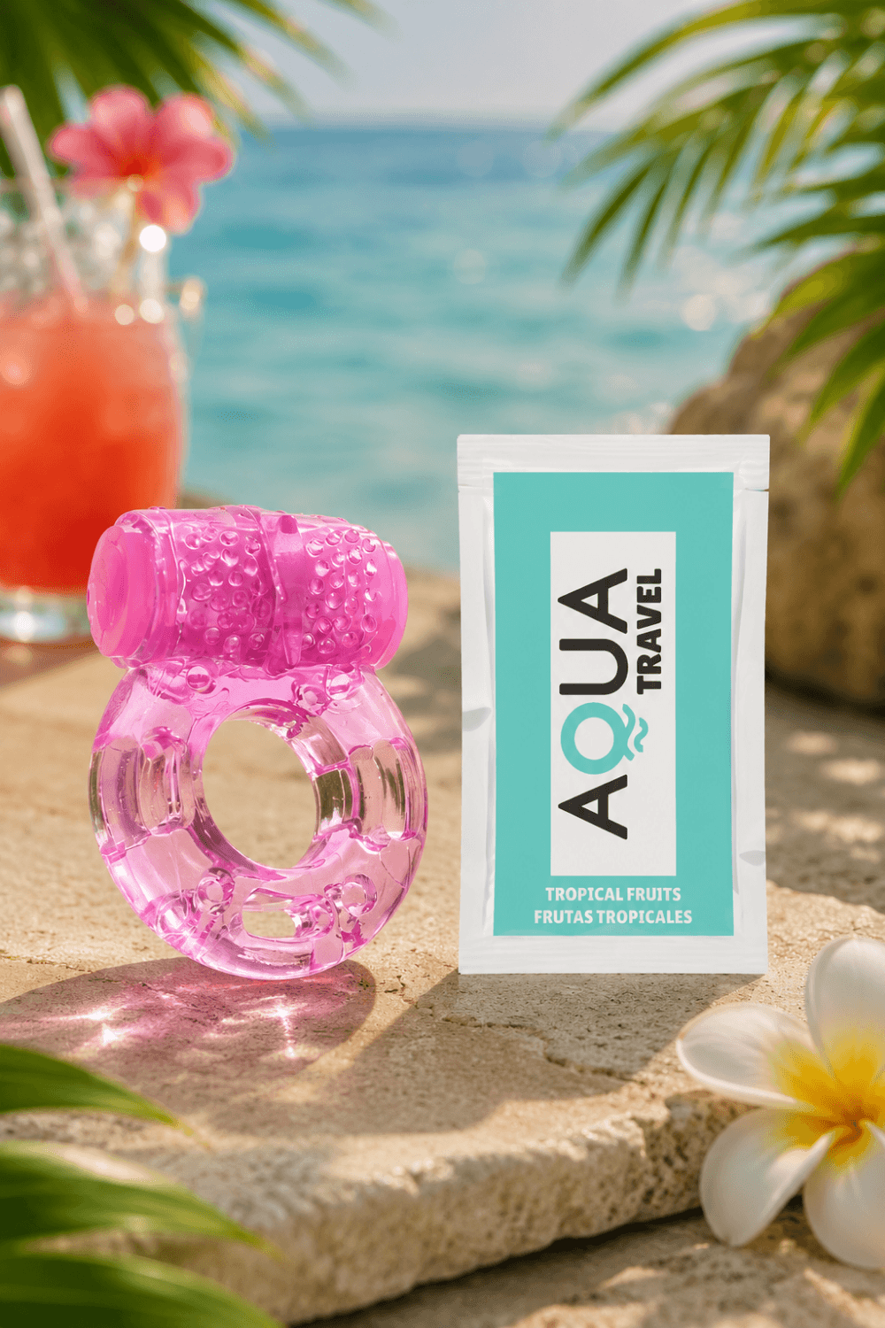 Anneau Pénien Vibrant Jelly Rose 1 dosette de lubrifiant
