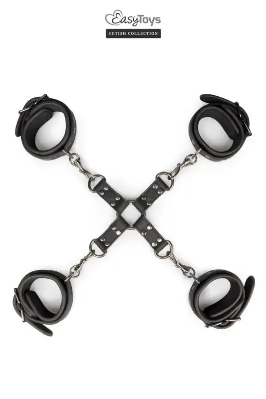 Contraintes de bondage en cuir noir et en métal pour chevilles et poignets, ki d'Attaches BDSM