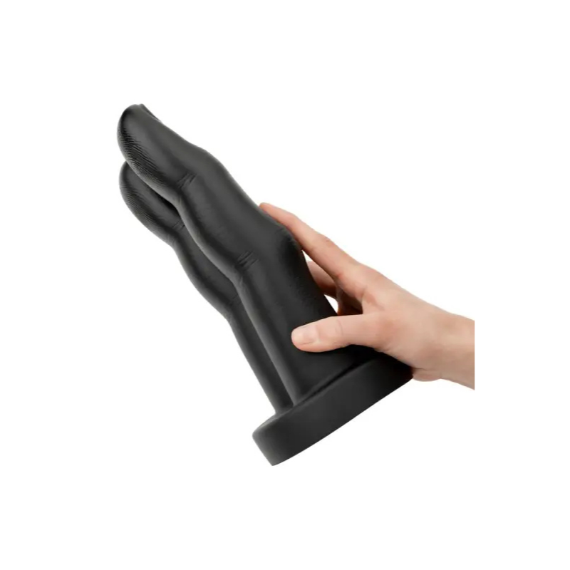 Gros gode noir à deux doigts pour double pénétration sur LollyDoll