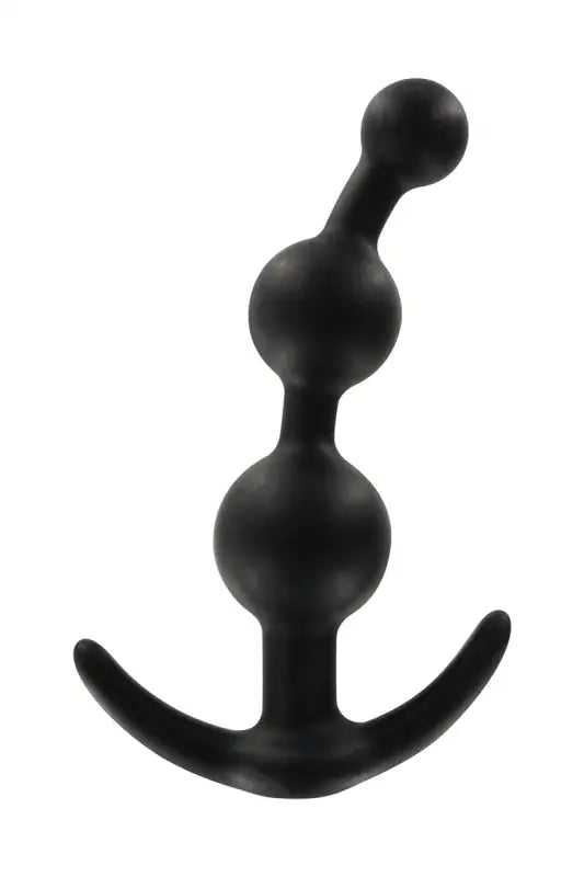 Perles anales en silicone noir avec base en forme de T.