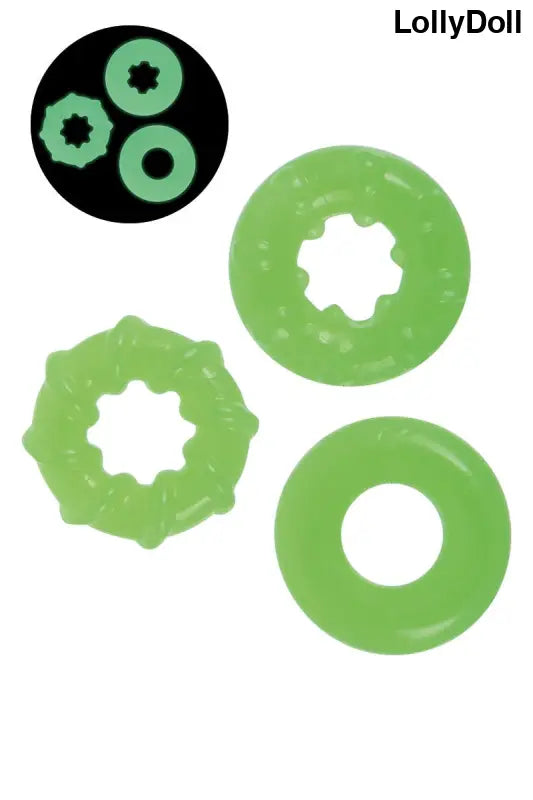 3 cockrings phosphorescents litolu, accessoires sm pour des jeux érotiques intenses, chez LollyDoll.