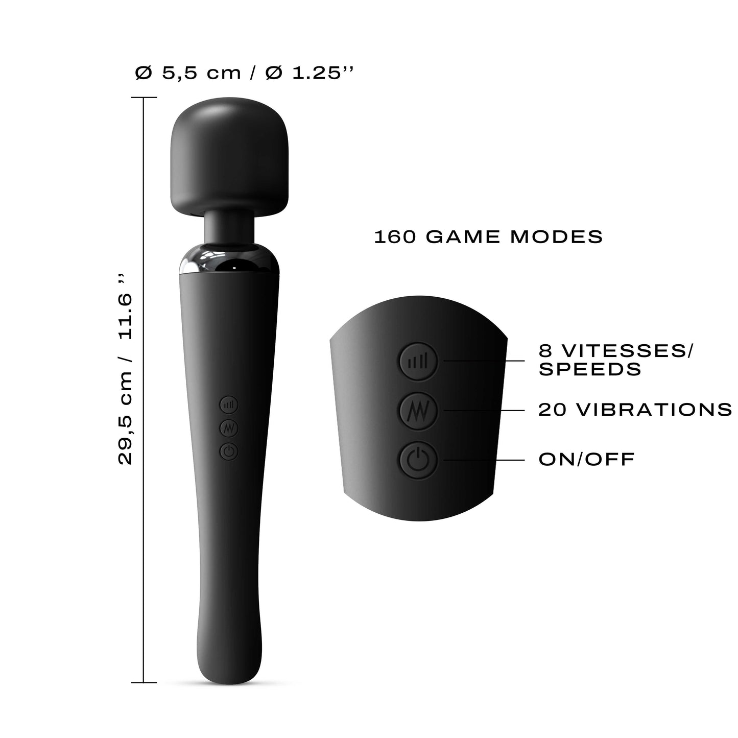 Stimulateur Megawand - Noir - Dorcel - Vibromasseur disponible chez LollyDoll, pas cher
