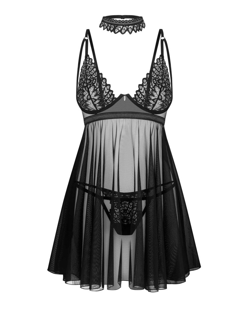 Donarella babydoll et String Noire NP