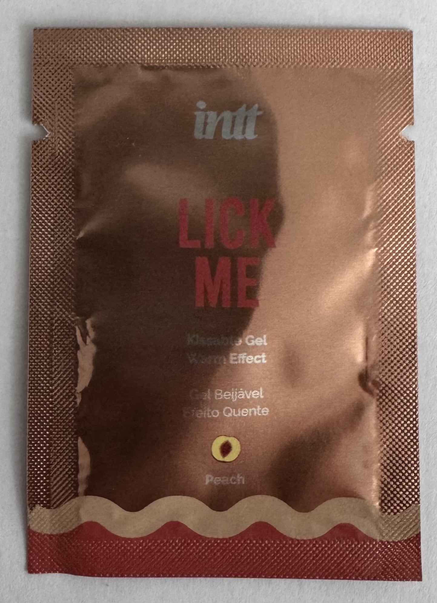 Echantillon Lick me Pêche Gel chauffant et embrassable 2ml