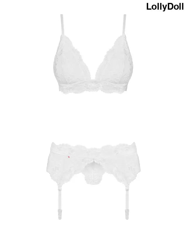 Ensemble sexy à jarretelles 3 pièces blanc, parfait pour séduire pour pas cher Disponible chez LollyDoll.
