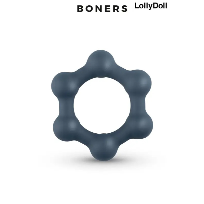 Cockring hexagonal avec billes en acier pour des sensations intenses. Gaine de plaisir pour un disponible chez LollyDoll