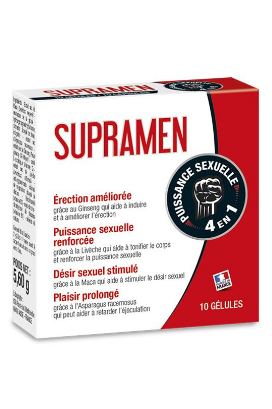 Supramen Homme, fabriqué en France, est spécialement conçu pour renforcer l’érection, prolonger le plaisir et stimuler le désir sexuel. Disponible chez LollyDoll