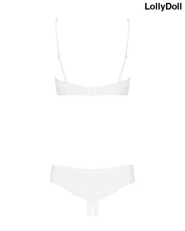 LollyDoll: Ensemble lingerie 2 pièces ouvert blanc Alabastra, vu de dos