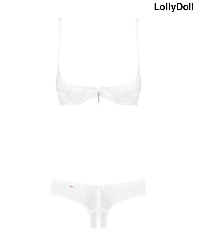 LEnsemble lingerie 2 pièces string ouvert blanc Alabastra et soutien gorge demi , un set irrésistible pour séduire.