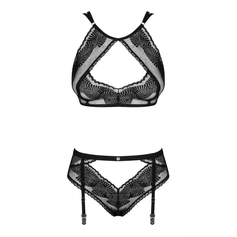 Ensemble de lingerie en dentelle noire.