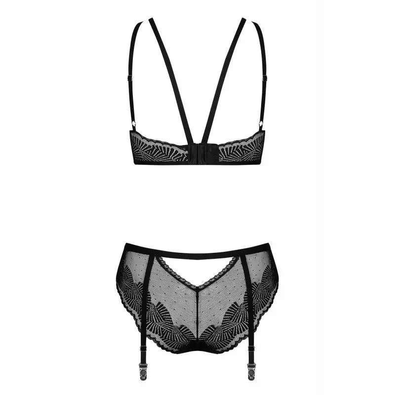 Ensemble de lingerie en dentelle noire.