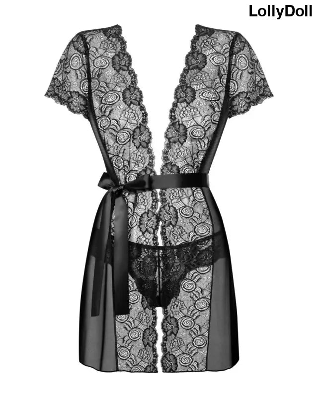 alluria peignoir noir disponible chez LollyDoll