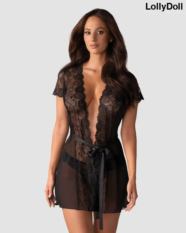 alluria peignoir noir disponible chez LollyDoll