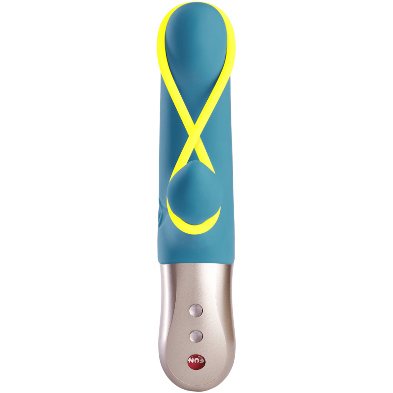 Amorino - Vibromasseur Rabbit silencieux - Pétrole et jaune fluo dispo chez LollyDoll