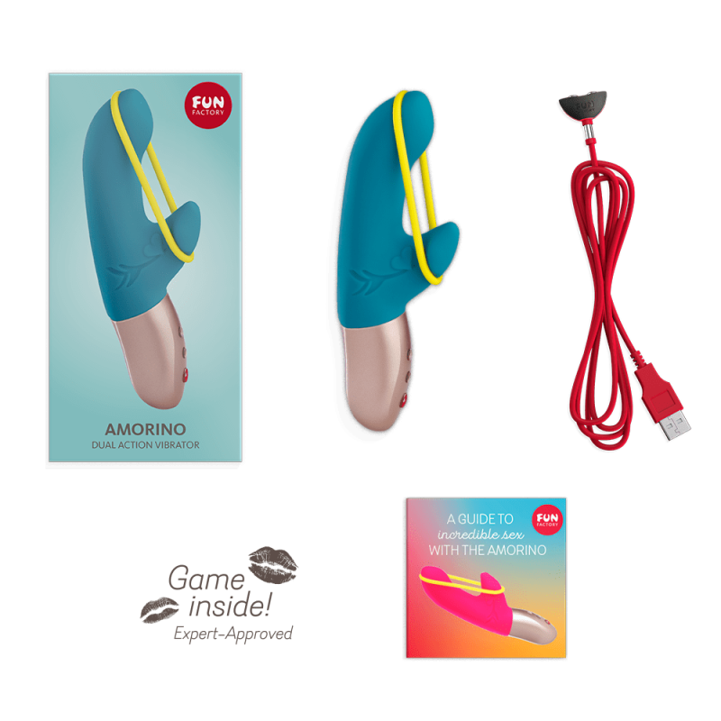 Amorino vibro rechargeable rabbit avec élastique jaune pour un plaisir ciblé disponible chez LollyDoll