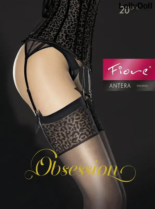 antera bas 20 den noir motifs panthère disponible chez LollyDoll