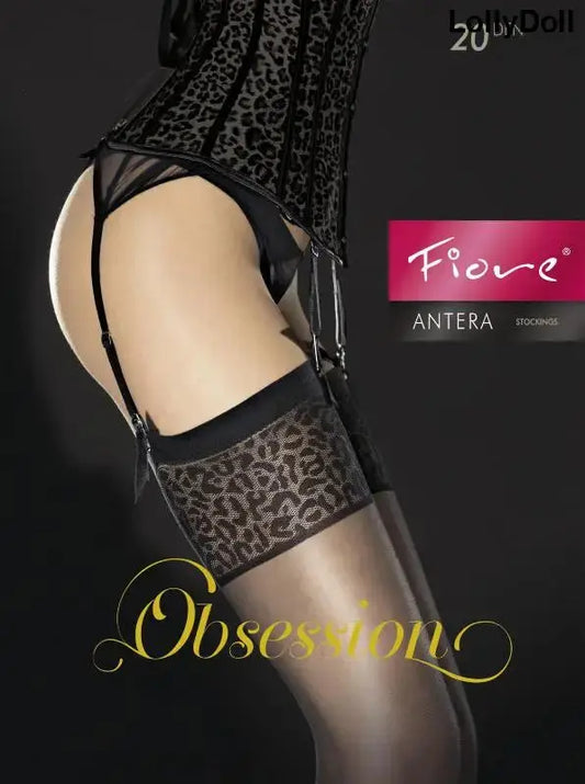 antera bas sexy 20 den noir motifs panthère disponible chez LollyDoll