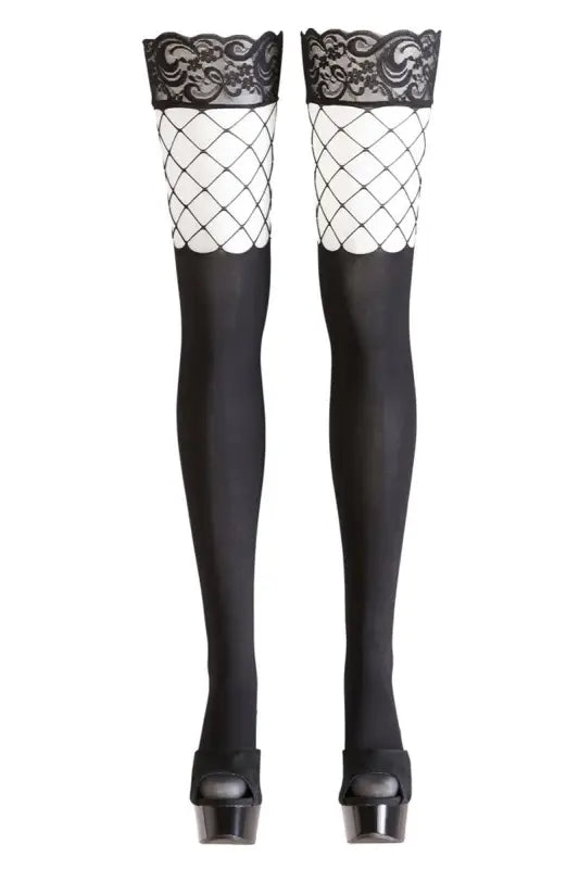 Bas autofixants opaques noir Cotelli Legwear, collants opaques sexy pour un look sensuel et disponible chez LollyDoll
