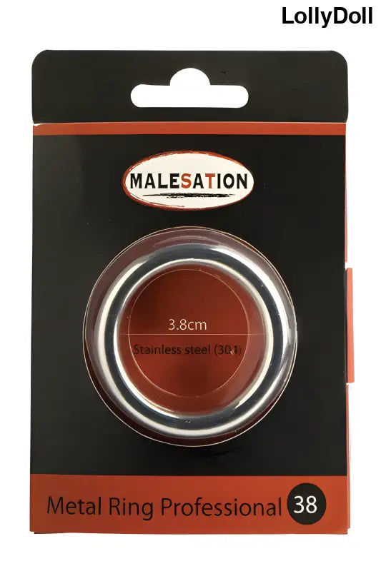 Cockring métallique professionnel de 3,8 cm de diamètre de la marque Malesation. Gaine de plaisir disponible chez LollyDoll