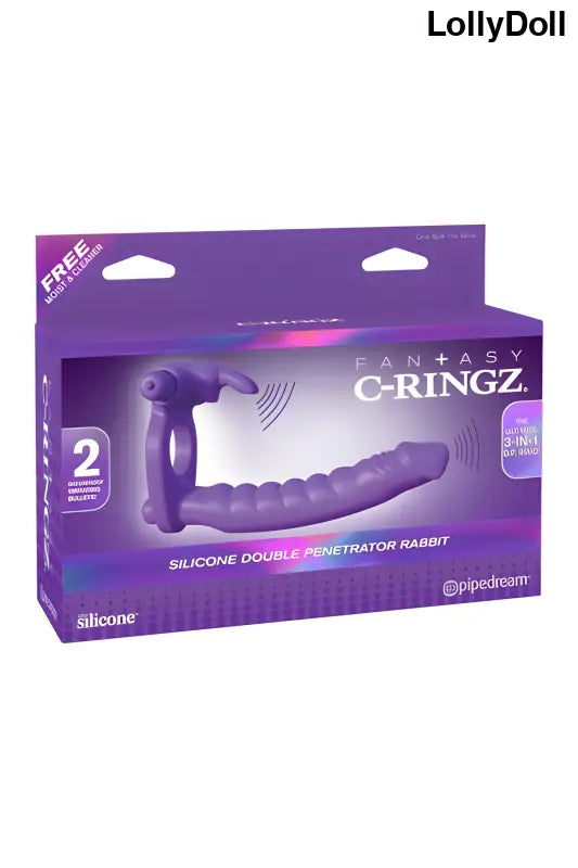 Cockring rabbit pour double pénétration avec gode intégré. Idéal pour une double pénétration disponible chez LollyDoll