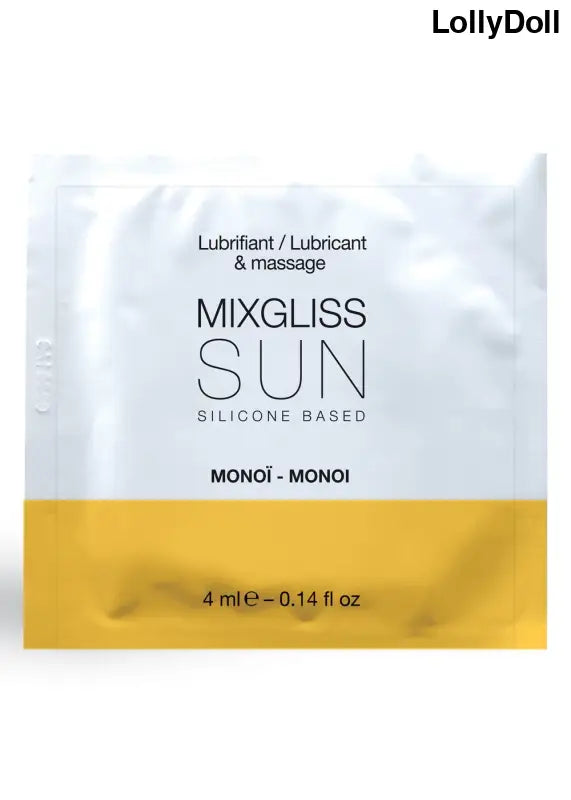 Découvrez la dosette de lubrifiant silicone au parfum envoûtant de monoï, idéale pour des moments de plaisir intenses et agréables. Chaque dosette contient 4 ml de ce lubrifiant de qualité. Pratique et discreta, cette dosette se glisse facilement dans votre sac pour en profiter où que vous soyez. Disponible chez LollyDoll.