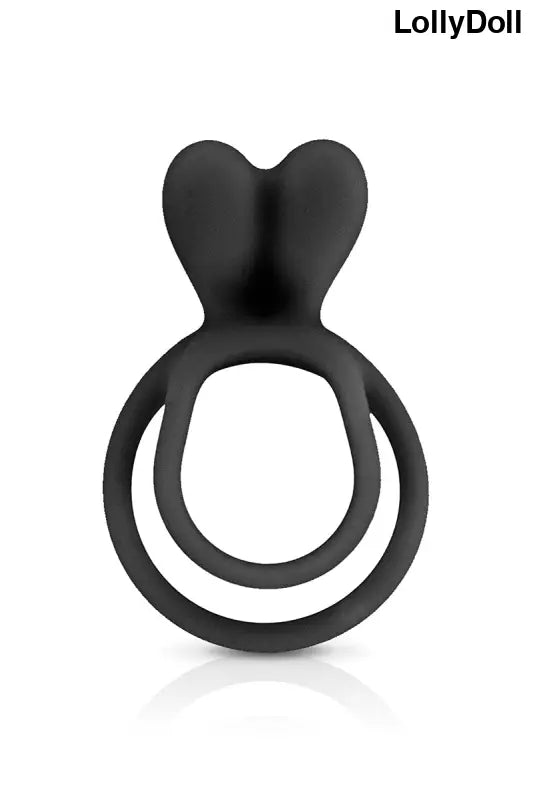 Anneau en silicone noir avec un sommet en forme de langue pour stimuler le clitoris.