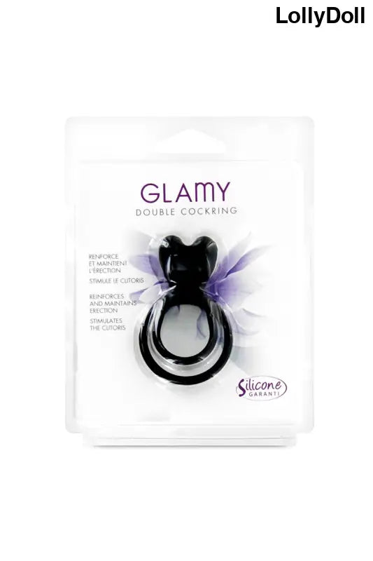 Double cockring en silicone noir. dans son emballage