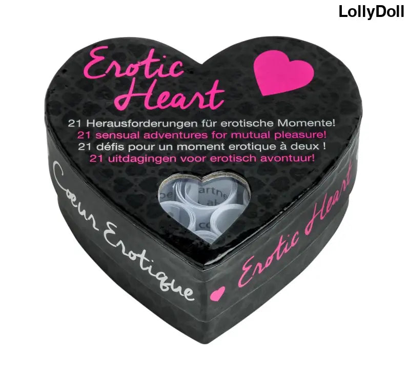 Découvrez le jeu coquin Erotic Heart pour des moments complices et sensuels à partager. Laissez-vous séduire par ce jeu excitant qui promet des instants intenses en couple. Disponible chez LollyDoll pour pimenter vos soirées en toute complicité.