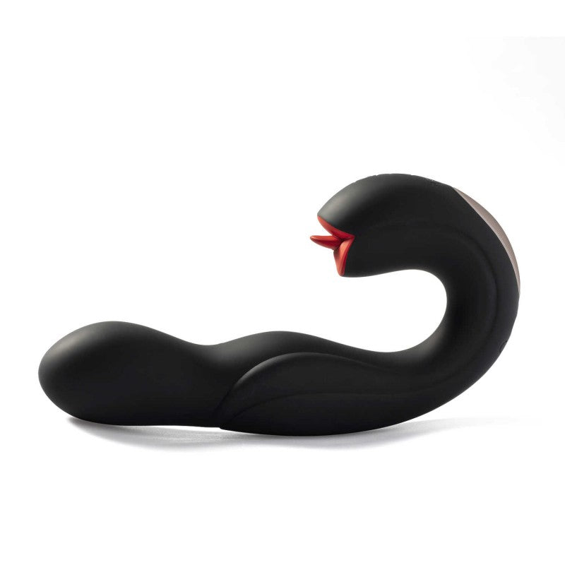 Vibro multifonctions vu de profil, pont G langue pour clito le tout télécommandé chez LollyDoll