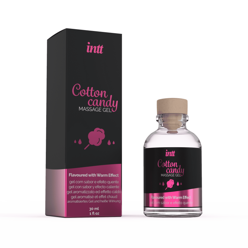 Massage gel de la marque intt au gout barbe à papa produit comestible sucré disponible chez LollyDoll