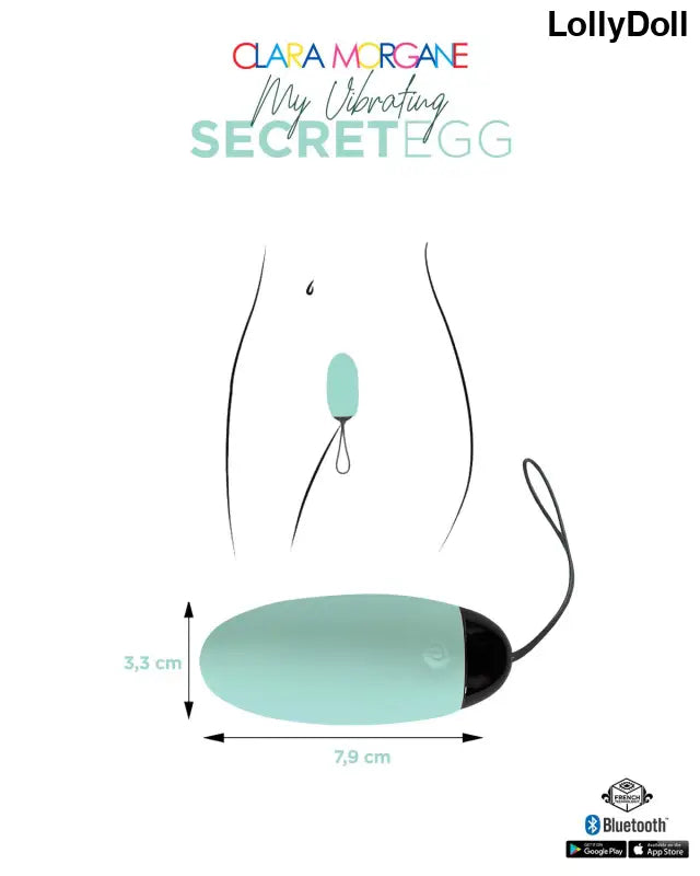 My vibrating secret egg - Bleu - Clara Morgane - Oeuf vibrant disponible chez LollyDoll, pas cher