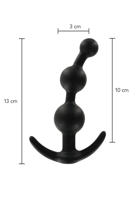 Perles anales noires avec dimensions.