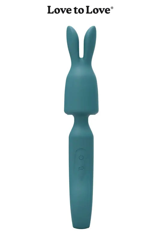 Vibrateur en forme de lapin de couleur sarcelle.