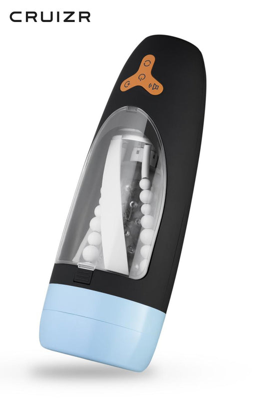 L’ouverture du masturbateur, en forme de vagin, invite à une pénétration excitante et réaliste. L’intérieur est tapissé d’une texture stimulante composée de nœuds et d’ondulations. Cruizr CP1 disponible chez LollyDoll