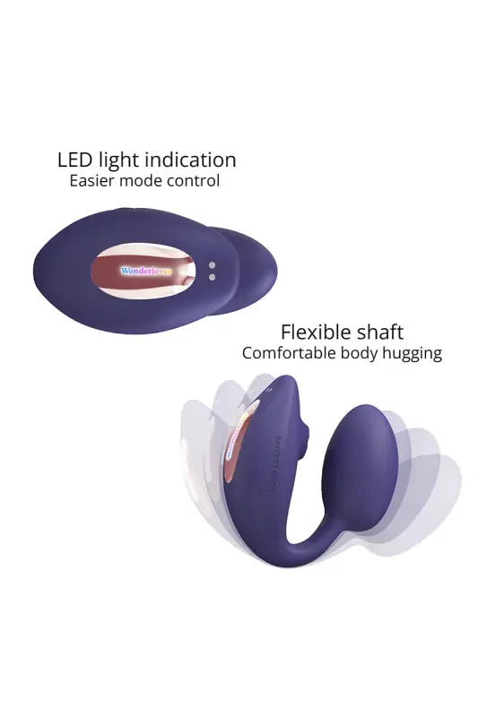 Vibrateur violet pour le corps avec indication lumineuse LED et tige flexible.