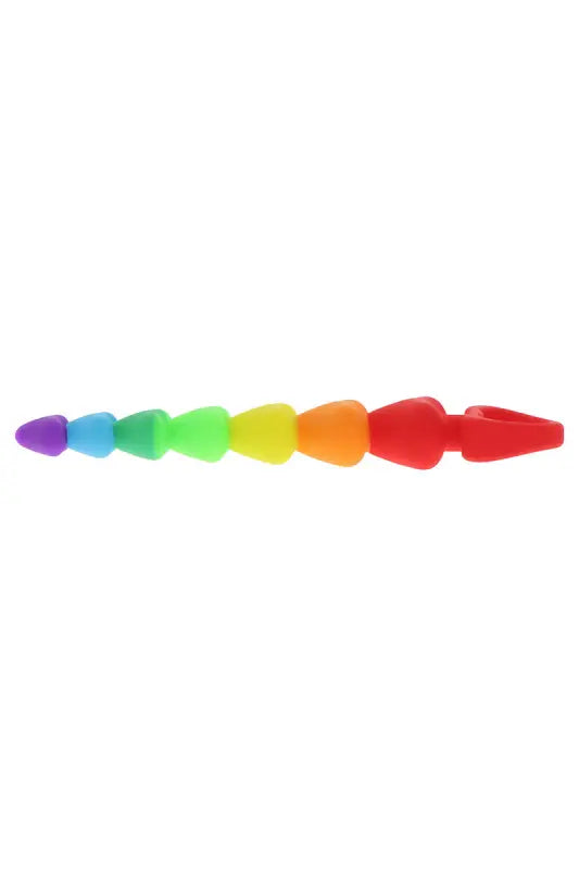 Perles anales en silicone aux couleurs de l’arc-en-ciel.