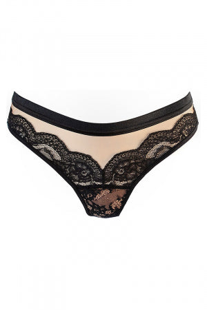 String tulle et dentelle noir V-10718