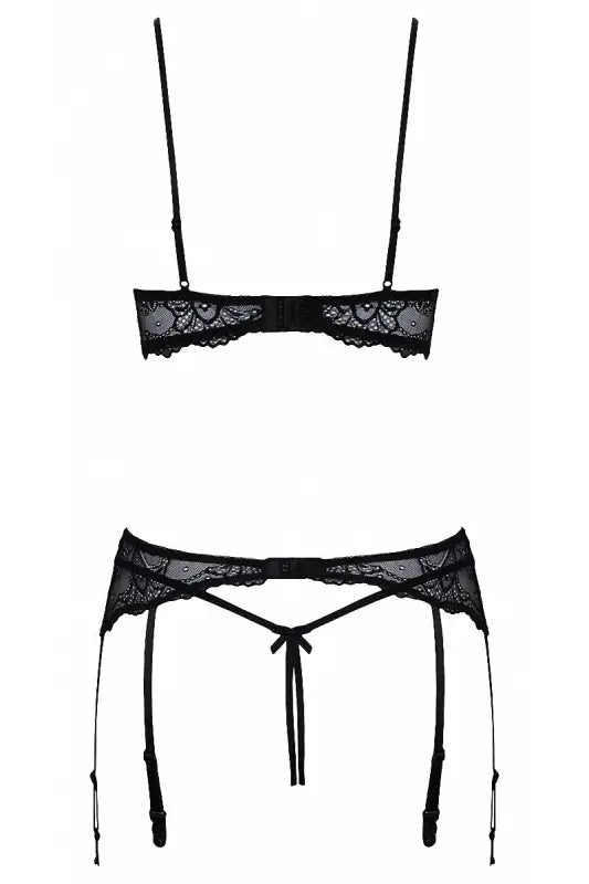 Ensemble 3 pièces lingerie ouvertes noires - Cotelli Lingerie LollyDoll