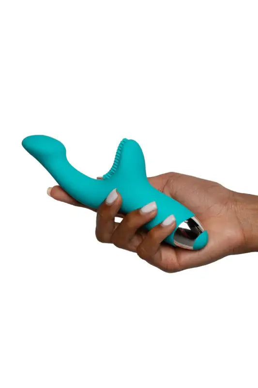 Vibrateur sarcelle avec embout argenté.