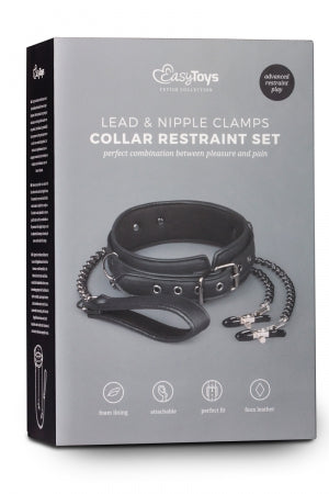 Collier cuir avec chaînes de seins