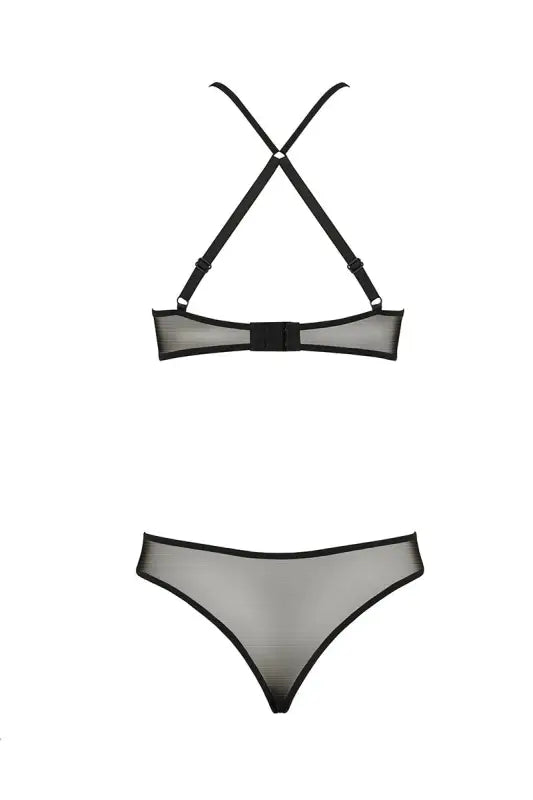 Ensemble de lingerie en maille noire croisé dans le dos dispo chez LollyDoll