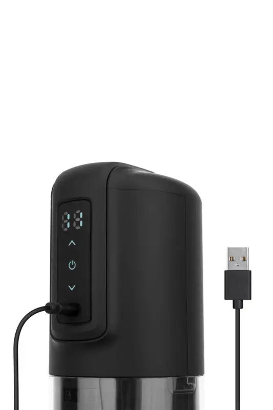 Masturbateur masculin électrique va et vient rotatif et vibrant noir avec câble de chargement USB.