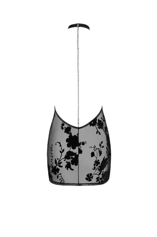 Robe dos nu en dentelle florale noire.